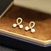 Nuevos Pendientes Pequeños Sencillos con Piedras Naturales Perla de Agua Dulce Pendientes Versátiles Pendientes de Aguja de Plata 925 para Mujer