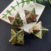 Venta Caliente Transfronteriza Adornos de Piedra de Cristal Natural Merkaba 25*25mm Cuadrado Satélite Piedra Desnuda Accesorios para Joyería DIY
