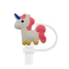 Cubierta de Popote de Silicona de Unicornio de Dibujos Animados Forma de Caballo Pequeño Compatible con Botella de Agua Stanley Tapa de Popote a Prueba de Polvo y Manchas