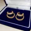 Clipe de Orelha Redondo com Zircônia Banhado a Ouro Real 18K Clipe de Osso de Orelha Sem Furo de Luxo Leve High-End Brinco Moderno Simples Versátil