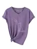 Camiseta de manga corta con cuello en V, linda, divertida y versátil para mujer, con diseño de puño de gatito, de Amazon Wish, comercio electrónico transfronterizo, en stock para usar en capas