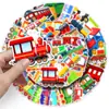 50 pegatinas pequeñas de tren dibujos animados diversión infantil creativas coche de vapor casco impermeable papelería decorativa tarjeta goo pegatinas para computadora