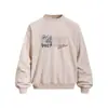 Sudadera pesada de 400G con aspecto vintage desgastado, para primavera/otoño, estilo callejero retro holgado para hombre, camisa casual deportiva con estampado de letras