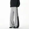 Pantalones de chándal para hombre de corte holgado, pantalones casuales de moda, estilo americano con bloques de color, pantalones deportivos de otoño de alta resistencia, pierna ancha con raya curva