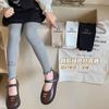 Leggings para Niñas 2025 Otoño Nuevo Leggings Coreanos de Color Liso para Niños Ropa Exterior Simple y Elegante Pantalones para Niños