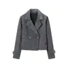 Venta al por mayor de ropa para mujer estilo europeo y americano transfronteriza INS, moderna y elegante, blazer de solapa con patrón de espiga de nicho de alta gama