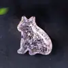 Gato Armazenamento Resina Fofo Estilo Cartoon Recipiente Prato Ornamento com Resina de Cristal Natural Pedras Olho de Tigre