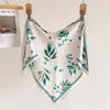 Bufanda Triángulo con Lazo Estampada de Seda Artificial Artística para Primavera y Verano, Chal Protector Solar, Pañuelo para el Cuello, Bufanda de Seda para Mujer, Pañuelo para el Cuello, Pañuelo para la Cabeza, Bufanda