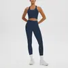 Top sin mangas Racerback de Alta Elasticidad Transpirable Agradable para la Piel Antishock para Yoga Deporte Correr Fitness Pantalones Largos de Cintura Alta Conjunto de Yoga