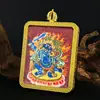 Zakiram Amarelo e Preto Divindade da Riqueza Cinco Senhores Buda da Medicina Tara Verde Manjushri Bodhisattva Cinábrio Thangka Amuleto Pingente de Buda Portátil