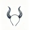 Diadema de Halloween Cuernos de Diablo Tocado Oscuro Accesorios para el Cabello de Fiesta Cosplay Accesorios de Escape Room Casa Embrujada Disfraz