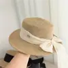 Sombrero de Pescador de Playa con Lazo de Cinta Estilo Coreano de Moda, Sombrero de Paja Elegante Francés para el Sol, Sombrero de Sol para Protección Solar en Viajes de Verano