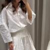 Para Aliexpress Popular Exportação Transfronteiriça Estilo Europeu e Americano Roupas Femininas Ins Elegante Franja Pena Conjunto Saia Camisa