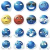 100 Pegatinas de Emojis, Abstractas Creativas Feas-Lindas Populares Ojos Grandes Frijol Azul Cara Sonriente Pegatinas de Emoticonos