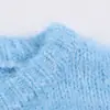 Suéter de tricô com gola redonda e mangas compridas, listrado e color block, estilo europeu e americano, novo da moda 2026, elegante para mulheres
