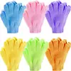 Luvas de Banho de Nylon de Cinco Dedos Toalha Esfoliante Infantil Toalha de Banho Espumante Colorida Esfregador de Costas para Banho Sem Esfregar Fabricante Atacado