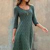 Vestido de Mujer Transfronterizo de Amazon Cuello Redondo Estampado Estilo Bohemio Retro Ajustado Empalme Falda Midi
