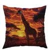 Produtos Tk de Venda Quente Transfronteiriços de Verão na África: Leões, Rinocerontes, Elefantes, Girafas sob o Pôr do Sol, Fronhas Personalizáveis para Atacado