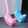 Plástico engrossado cabo longo dupla face morta remoção de ângulo macio limpeza de cabelo escova de vaso sanitário dobra vaso sanitário escova de abertura de vaso sanitário escova de abertura