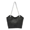 Bolso de Paja de Color Contrastante de Moda 2025 Nuevo Bolso Tote de Hombro de Gran Capacidad Bolso Tejido Pequeño Fresco para el Hombro para Mujer