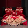 Conjunto de cuatro piezas para boda de algodón de fibra larga de Xinjiang de los años 120, edredón bordado de alta gama para la industria pesada, funda de edredón de algodón rojo