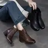 Otoño/Invierno 2026 Nuevas Botas de Moda de Piel de Vaca Suave Punta Redonda Tacón Alto Grueso Piel Genuina Vintage Con Cordones Botas Cortas Martin
