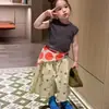 Conjunto de Duas Peças Estiloso com Calça Casual de Nove Pontos Wide-Leg Anti-Mosquito e Colete para Meninas Bebês - Novo Estilo Verão 2026