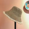 Chapéu de Palha para Mulheres, Estilo Fresco, Chapéu Balde Tecido com Franjas, Chapéu de Sol, Chapéu de Proteção Solar, Versão Coreana da Moda, Versátil