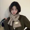 Cachecol de pescoço quentinho xadrez estilo coreano para casais, dupla face, imitação de cashmere, cachecol de tricô extra longo e espesso para estudantes, para mulheres
