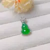 Fornecimento Transmitido ao Vivo: Pingente Versátil de Cabacinha com Incrustação de Calcedônia Verde Banhado a Prata Estilo Luxo Alto Padrão Alta Qualidade