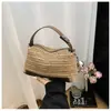 Bolso de mano tejido a rayas para mujer, nuevo de moda verano 2026, colorblock, bolso de hombro cruzado para vacaciones en la playa