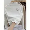 Camiseta de Manga Larga de Felpa para Niñas, Capa Base para Otoño e Invierno, Tallas Mediana a Grande para Niños, Cuello Alto, Cálida, Top con Adorno de Volantes