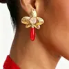 E15094 Pendientes de Resina con Forma de Gota de Agua de Moda Transfronterizos, Pendientes de Flor Martillada Tridimensionales de Lujo Ligero, Accesorios para Orejas de Gama Alta y Elegantes