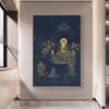 Estatua de Buda Bodhisattva Oculto Hoid, pintura decorativa moderna para sala de estudio de Buda, pintura colgante, nuevo estilo chino, pasillo de entrada, pintura mural grande
