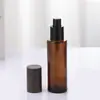 Venda Direta da Fábrica Cabeça de Bomba Marrom Frasco de Loção Amostra de Cosméticos Borrifador de Pressão Frasco de Vidro Frasco de Creme Lata Vazia para Máscara