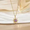 Colar Pingente Moda Retro Transfronteiriço Europeu e Americano Opala Roxa Zircônia Micro-Pavimentada Luz do Sol Acessórios de Joias de Luxo Atacado