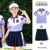 Uniforme de jardim de infância, jaqueta de baseball de outono, conjunto verde e roxo, uniforme de classe de escola primária, uniforme escolar de verão de três peças, todo em algodão
