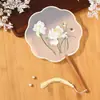 Leque infantil bordado frente e verso estilo tradicional, leque de dança de verão com borlas, leque para traje antigo feminino Hanfu cheongsam
