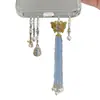 Nova Corrente para Celular Estilo Chinês Retrô Cabacinha Borboleta Franja Azul Pingente de Bolsa Chave Personalizado Simples Elegante