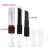 Material de embalagem de tubo vazio dois em um para cosméticos, tubo de batom, tubo de esmalte labial, material de embalagem de plástico quadrado para lábios