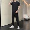 2024 Novo Verão Seda Gelo Masculino Casual Terno Shorts De Manga Curta Juventude Popular Crewneck Esportes Conjunto De Duas Peças Para Homens