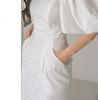 Vestido de Noche de Hombros Descubiertos con Mangas de Farol para Mujer 2026 Verano Elegante Blanco de Encaje Ceñido a la Cintura Bodycon con Abertura