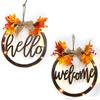 Decoraciones de otoño, festival de la cosecha, guirnalda, tarjeta de madera, decoración navideña para el hogar, puerta colgante, tarjeta de bienvenida hueca, corona colgante