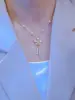 Colar de Aço Titânio Borboleta com Franja Não Desbota Pérola Aço Titânio Design Feminino Colar com Pingente Pedra Olho de Gato Novo Estilo Corrente de Clavícula