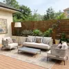 Sofá exterior de mimbre estilo nórdico, adecuado para patios, balcones, áreas de ocio al aire libre, terrazas, salas de estar y invernaderos; un juego de muebles de diseñador