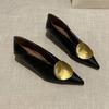 Zapatos de Salón Individuales Poco Profundos de Punta Aguda con Hebilla Metálica Estilo Retro Coreano para Mujer, Nuevos 2026 Versátiles de Suela Suave con Tacón Kitten para el Trabajo