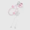 Nuevo Ins Creativo Lindo Dulce Exquisito Cristal de Imitación con Perlas Acrílico Estrella Corazón Guitarra Llavero DIY
