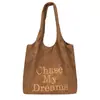 Bolso tote bordado con letras estilo coreano para mujer, nuevo, de gran capacidad, ligero, de tela de nailon, bolso de mano casual de hombro cruzado