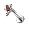 Joia de Liga de Titânio F136 com Rosca Interna, Diamante Único, Piercing Labial Estrela de Quatro Pontas, Joia de Body Piercing de Titânio G23 Stud de Orelha
