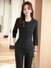 Terno profissional feminino primavera novo elegante entrevista trabalho sem gola terno jaqueta hotel recepção trabalho terno